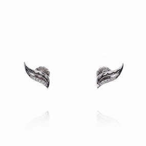 Tacori Sterling Silver Small Crescent Diamond Stud Earrings