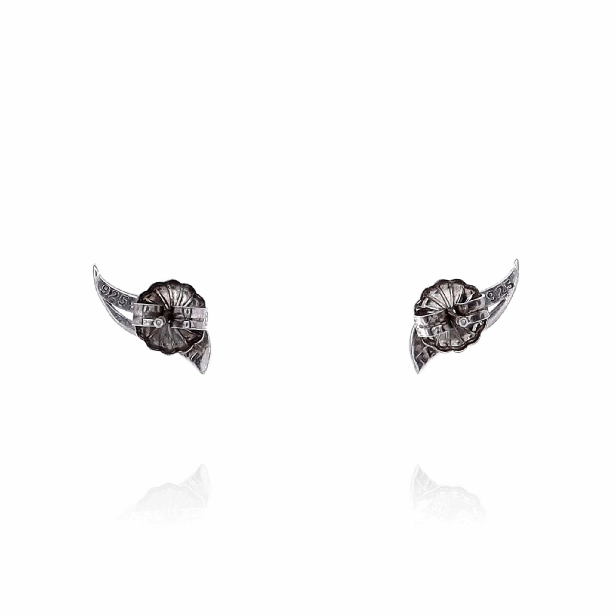 Tacori Sterling Silver Small Crescent Diamond Stud Earrings
