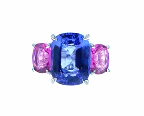 Tanzanite and pink tourmaline ring