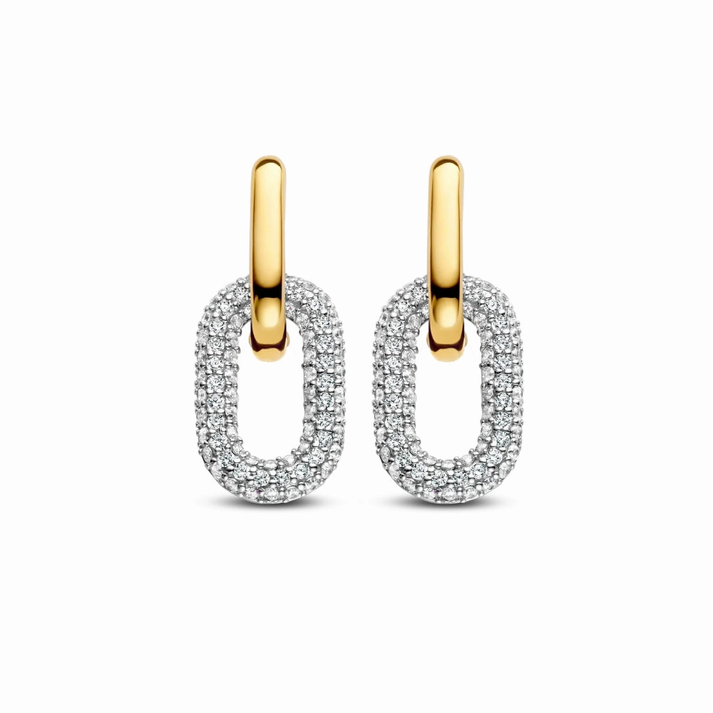 Ti Sento Pave Link Earrings with Free Pair of Black Links