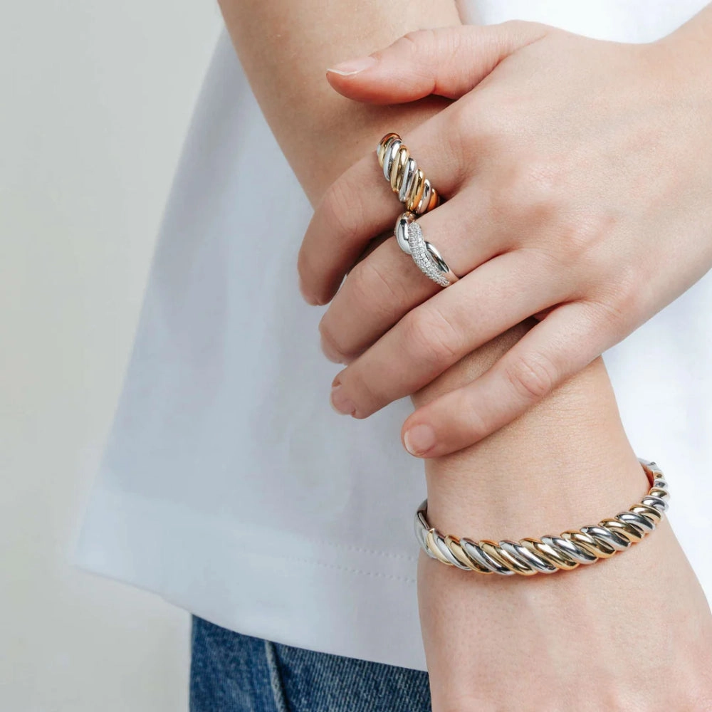 Ti Sento Two-Tone Domed Twist Bracelet