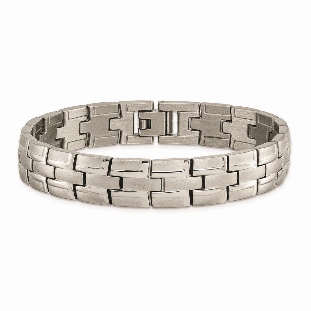 Titanium Brushed and Polished w/Syn. Germanium 8.5in Link Bracelet