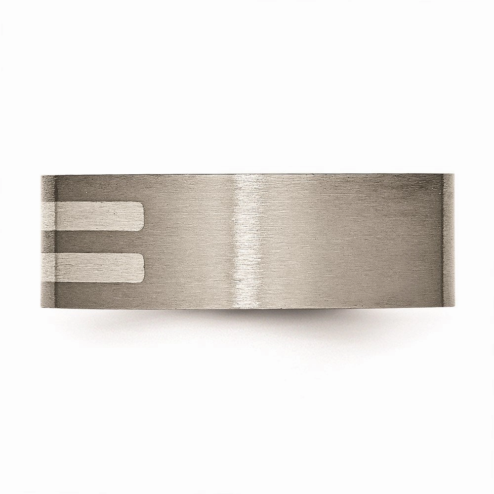 Titanium Flat 8mm Sterling Silver Inlay Brushed Band | TB370