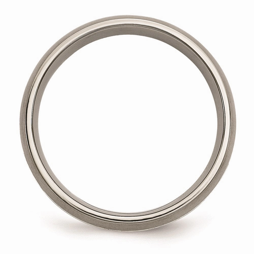 Titanium Grooved 7mm Sterling Silver Inlay Brushed/Polished Band | TB138