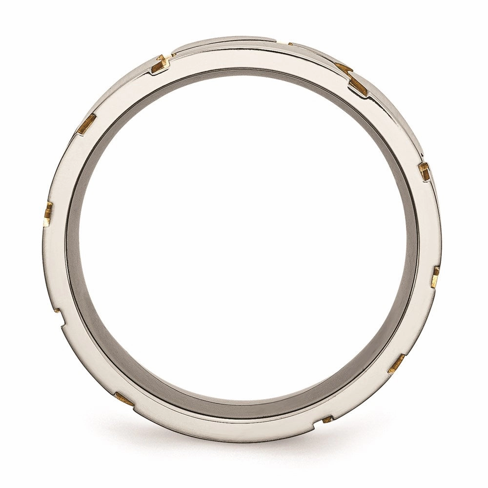 Titanium Grooved Yellow IP-plated Mens 8mm Brushed Band | TB273