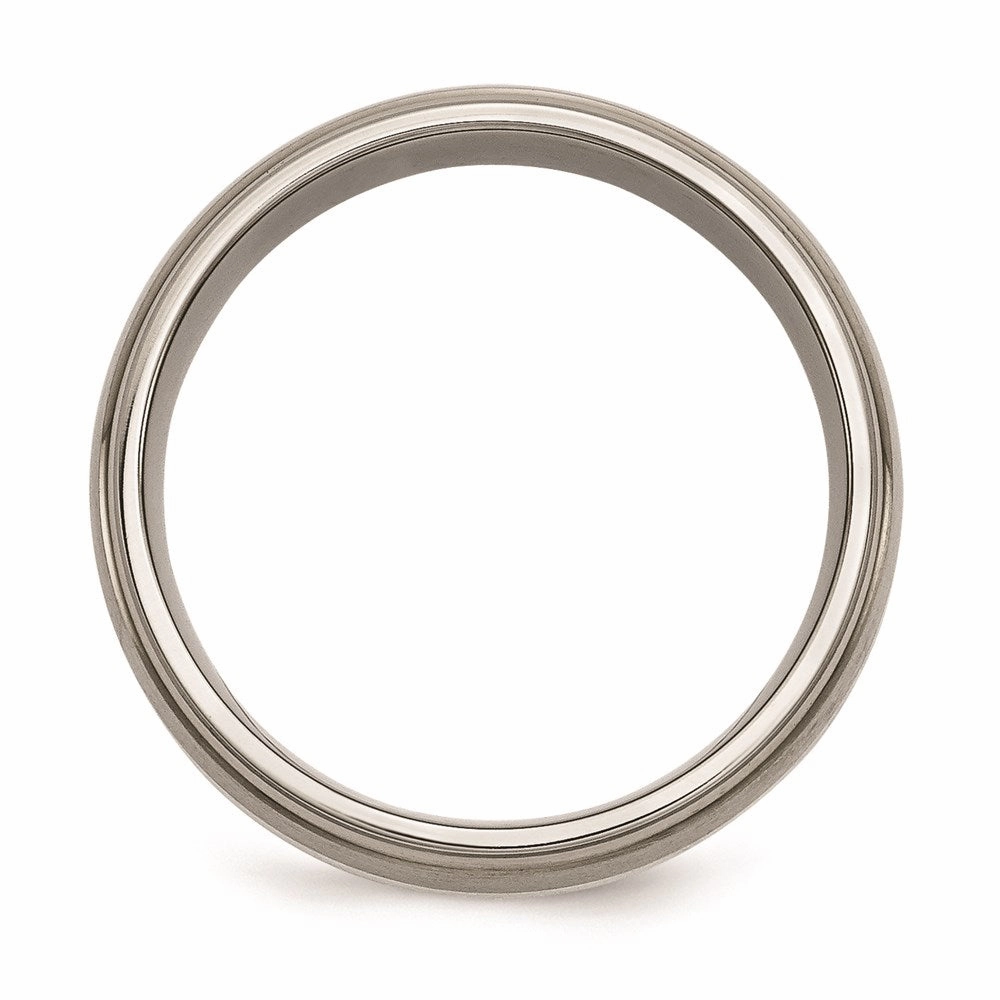 Titanium Ridged Edge Sterling Silver Inlay 8mm Brushed/Polished Band | TB16