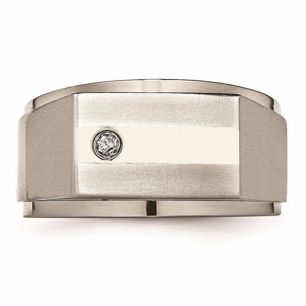 Titanium Satin & Polished Diamond Band | TB263AA