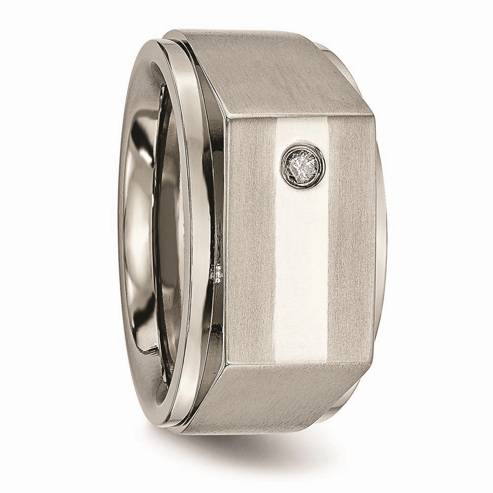 Titanium Satin & Polished Diamond Band | TB263AA