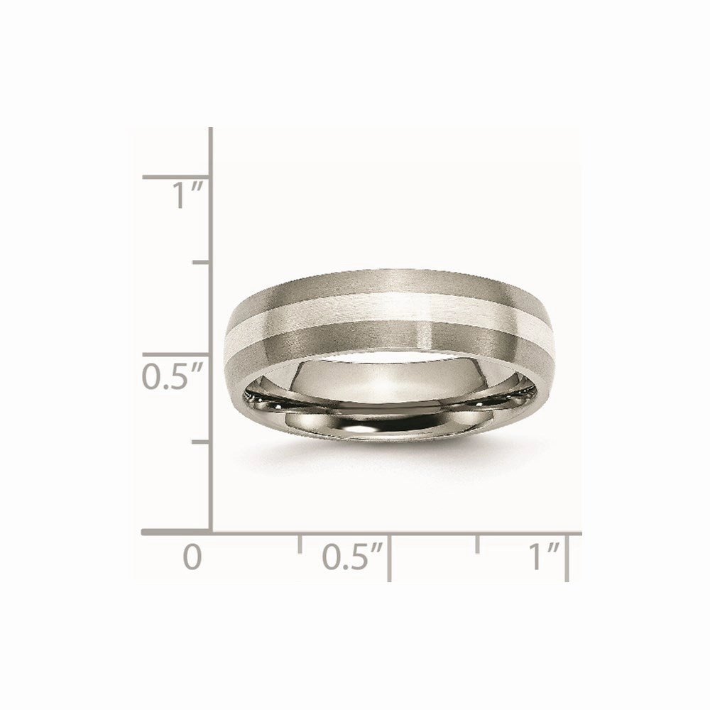Titanium Sterling Silver Inlay 6mm Brushed Band | TB210