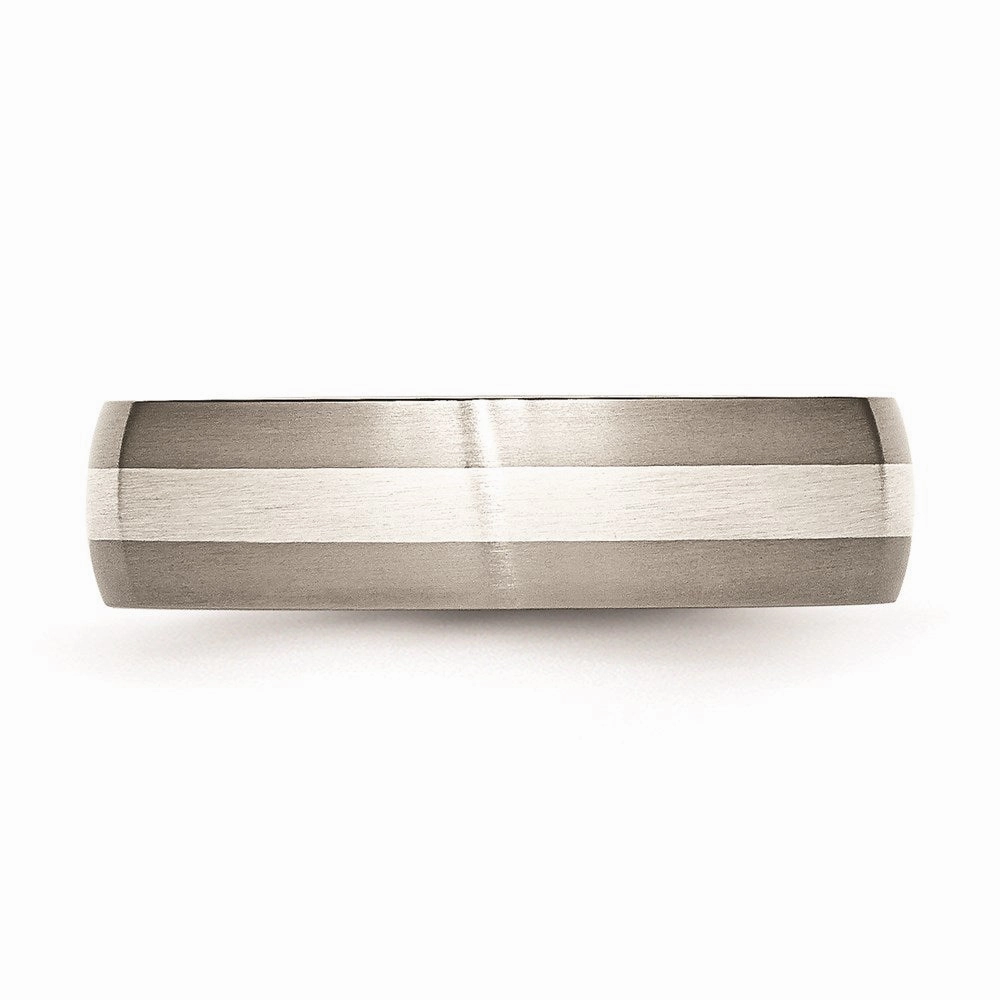Titanium Sterling Silver Inlay 6mm Brushed Band | TB210