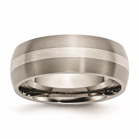 Titanium Sterling Silver Inlay 8mm Brushed Band | TB80