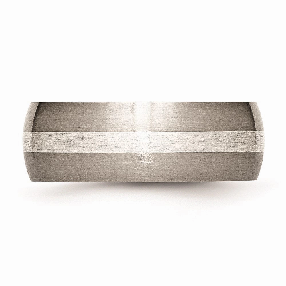 Titanium Sterling Silver Inlay 8mm Brushed Band | TB80
