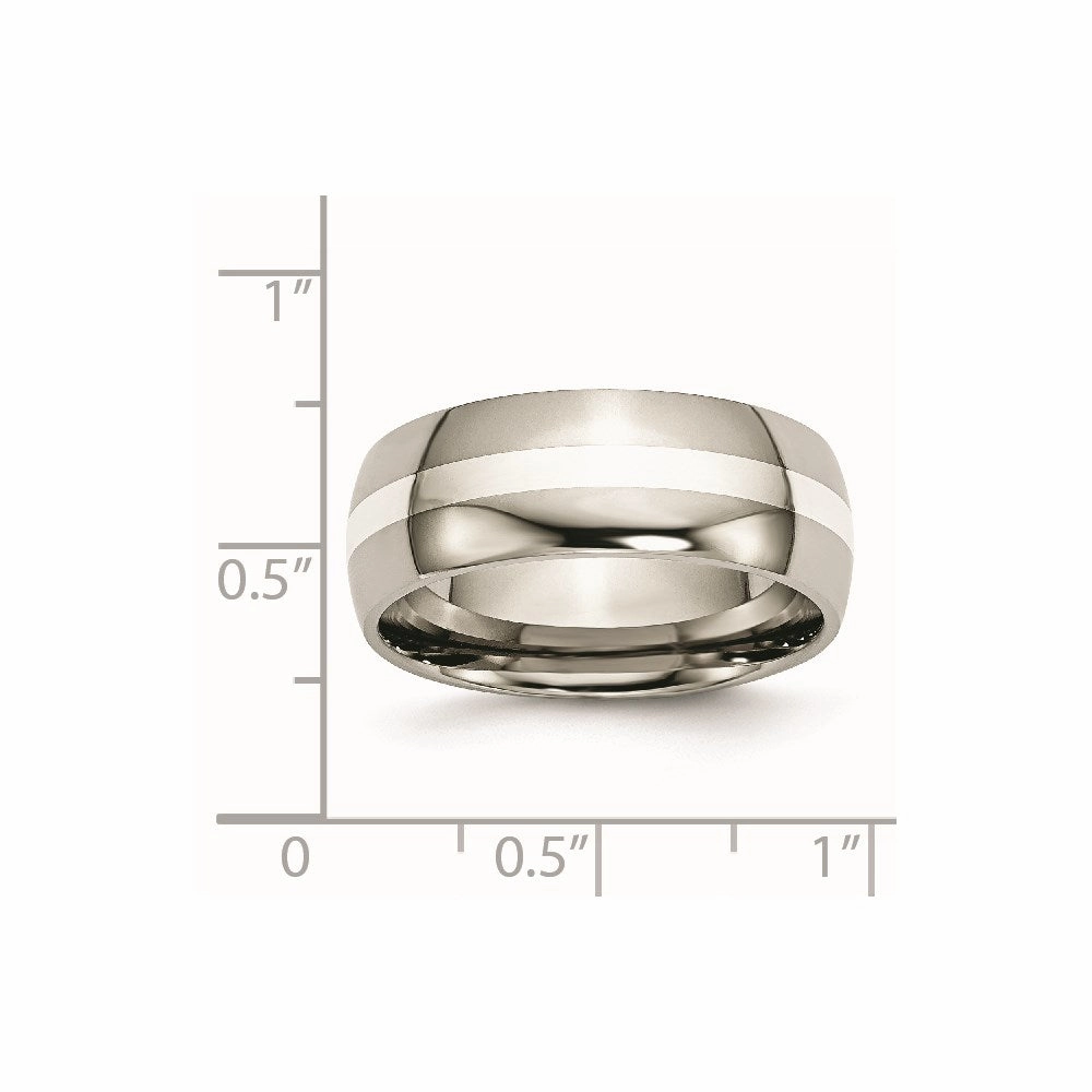 Titanium Sterling Silver Inlay 8mm Polished Band | TB212