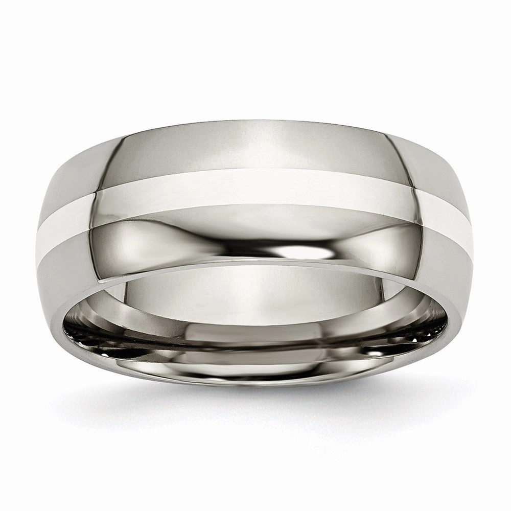 Titanium Sterling Silver Inlay 8mm Polished Band | TB212