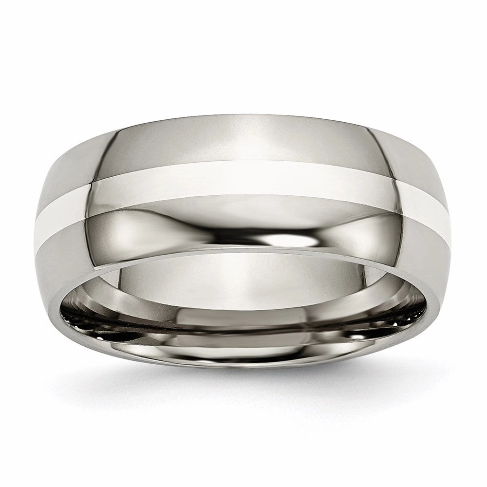 Titanium Sterling Silver Inlay 8mm Polished Band | TB212