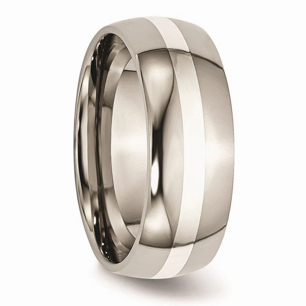 Titanium Sterling Silver Inlay 8mm Polished Band | TB212