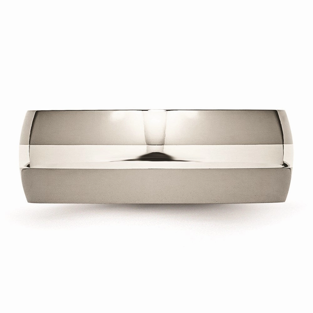 Titanium Sterling Silver Inlay 8mm Polished Band | TB212