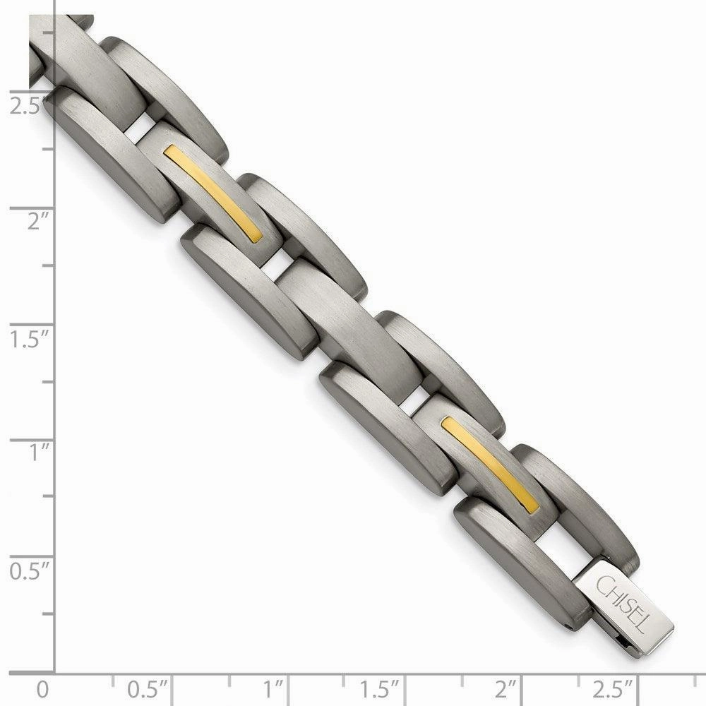 Titanium with 14k Yellow Inlay Accent Bracelet
