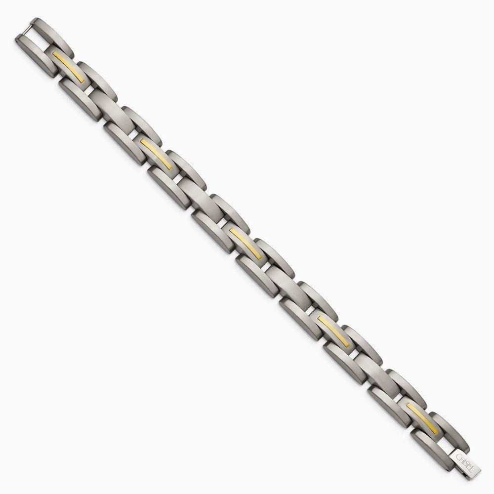 Titanium with 14k Yellow Inlay Accent Bracelet