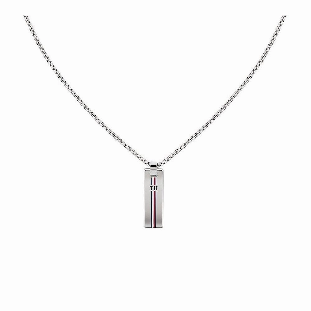 Tommy Hilfiger Dressed Up Rhodium Skinny Dog Tag Necklace 2790169