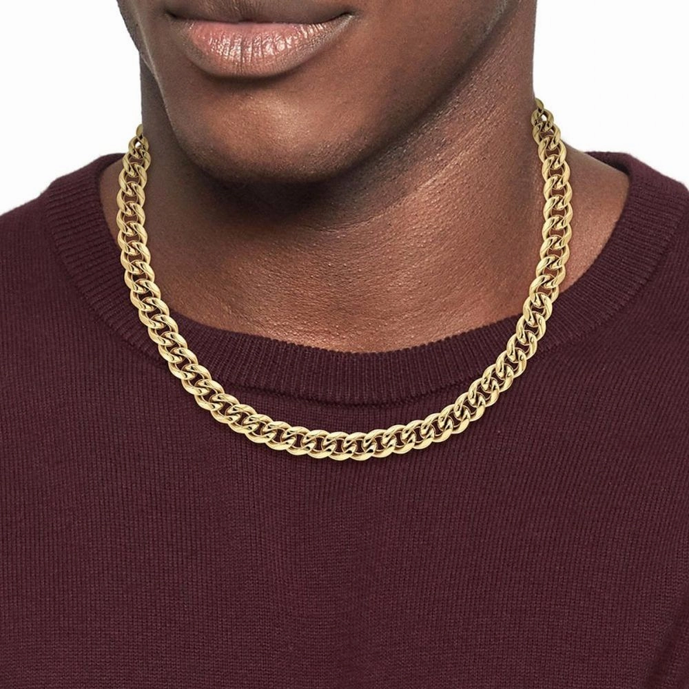 Tommy Hilfiger Wild Gold Plated Mens Chain Necklace 2790615