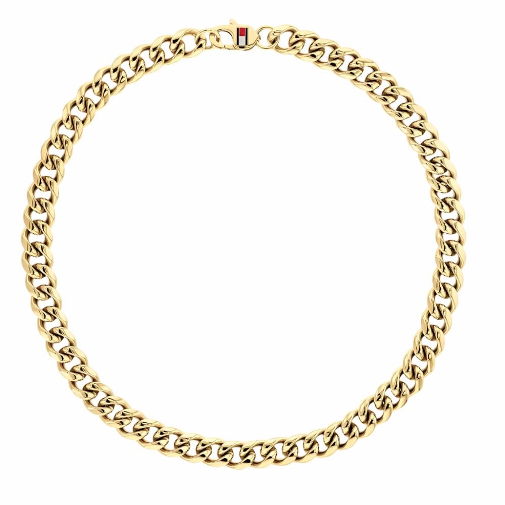 Tommy Hilfiger Wild Gold Plated Mens Chain Necklace 2790615