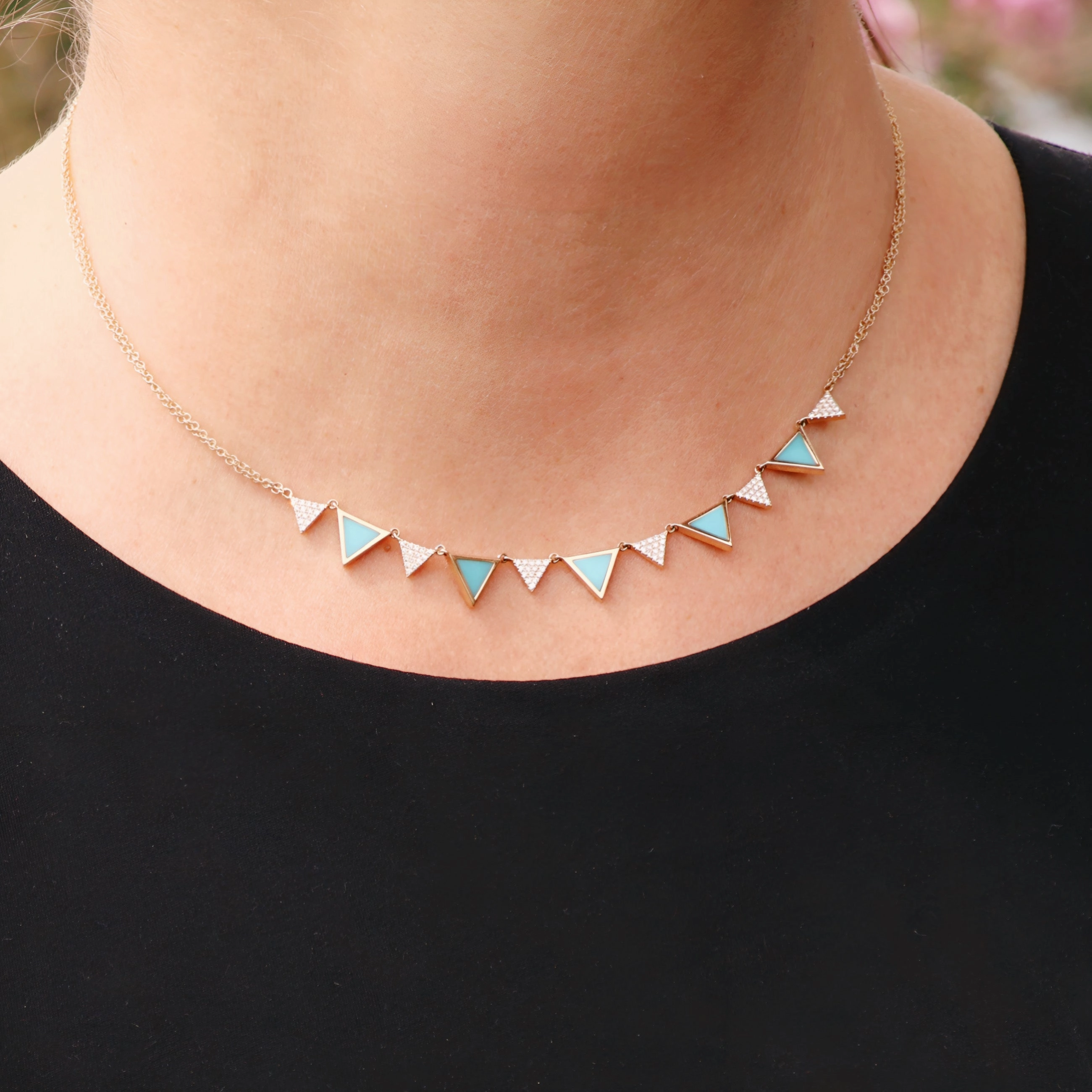 Turquoise & Diamond Triangle Pendant 4690082