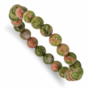 Unakite Agate Beaded Stretch Bracelet