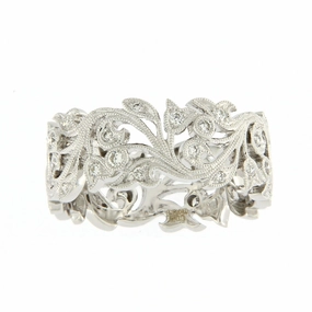 Ungar Orchid Spray Ring 18ct White Gold & Diamond Eternity Ring