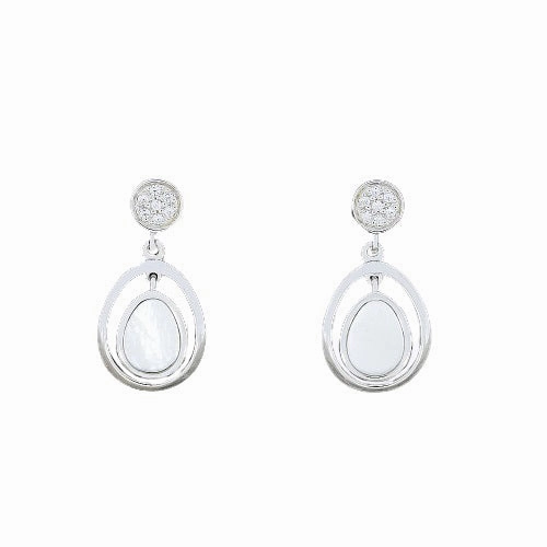 Unique & Co Sterling Silver Mother of Pearl Drop Earrings ME-882