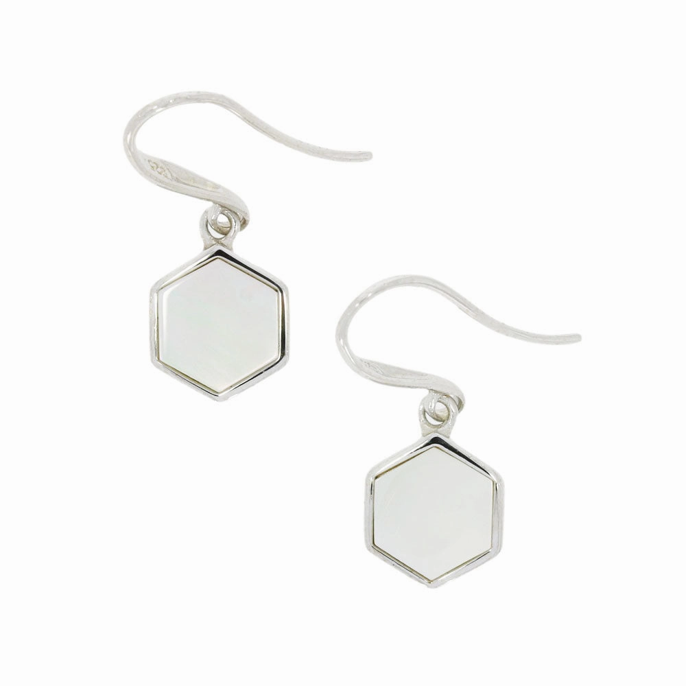 Unique & Co Sterling Silver Mother of Pearl Drop Earrings ME-890