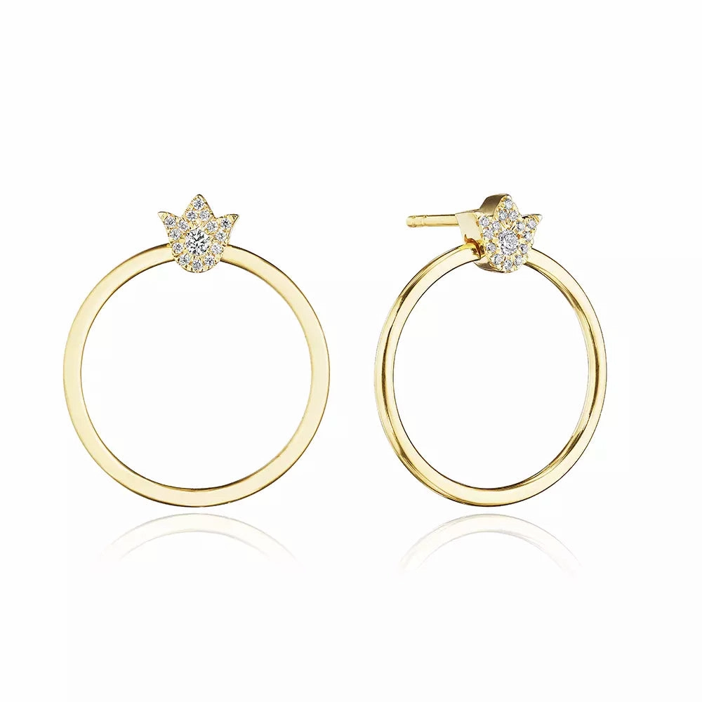 Verragio 18k Gold Small Crest Circle Earrings