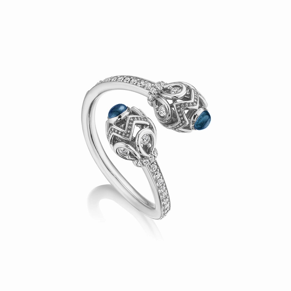 Verragio 18k Gold Toi et Moi Blue Topaz Ring