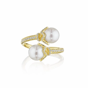 Verragio 18k Petal Cap Pearl Bypass Ring