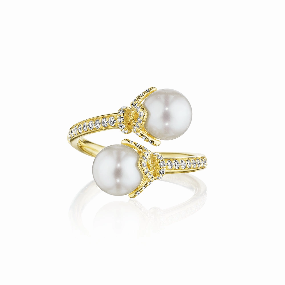 Verragio 18k Petal Cap Pearl Bypass Ring