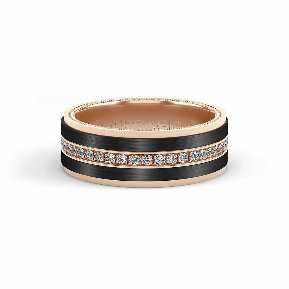 Verragio Men's 14k & Titanium Wedding Band with Diamonds