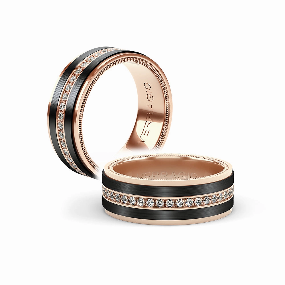 Verragio Men's 14k & Titanium Wedding Band with Diamonds