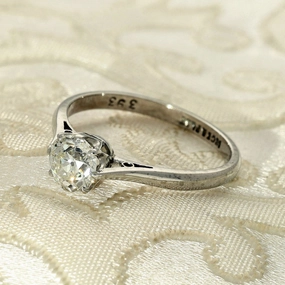 Vintage 18ct and Platinum 0.89ct Old Cut Diamond Solitaire Engagement Ring