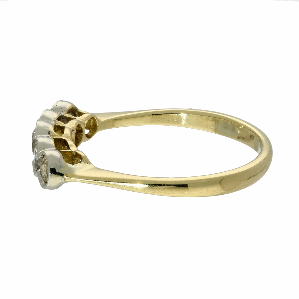 Vintage 18ct Yellow Gold Old Cut Diamond 5 Stone Ring