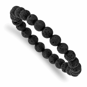 Volcanic Rock Agate Beaded Stretch Bracelet