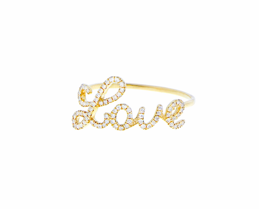 White and yellow gold diamond Love ring