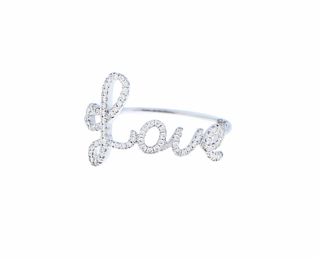 White and yellow gold diamond Love ring