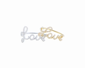 White and yellow gold diamond Love ring