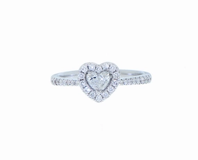 White gold and diamond heart ring
