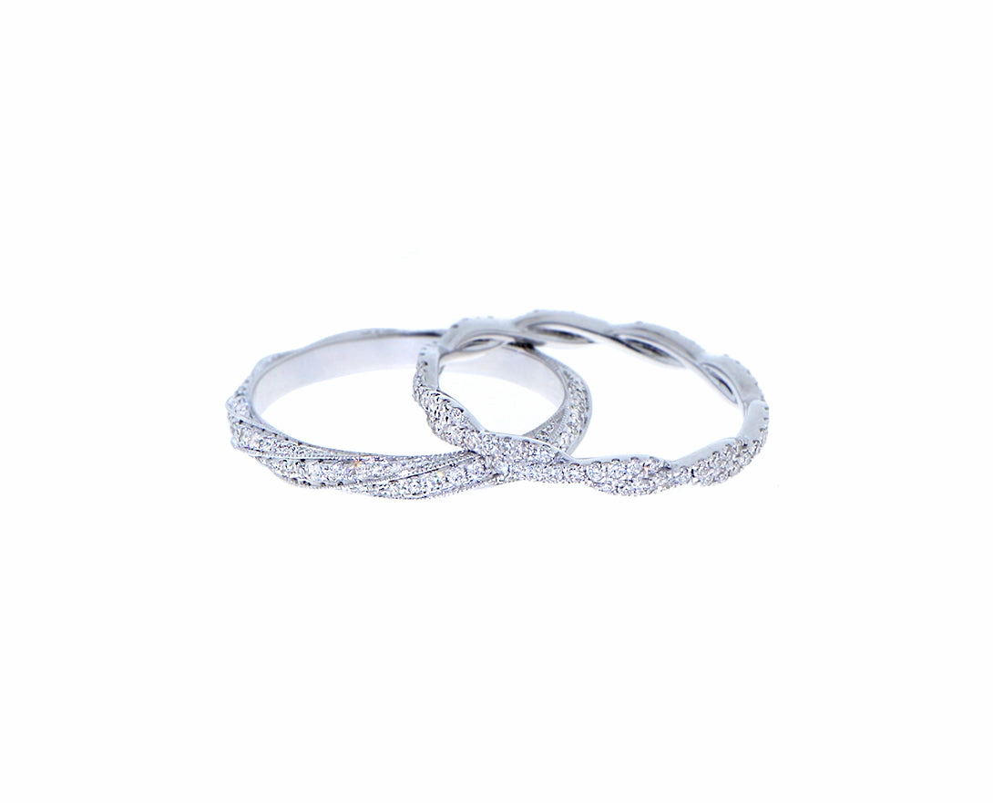 White gold braided rings
