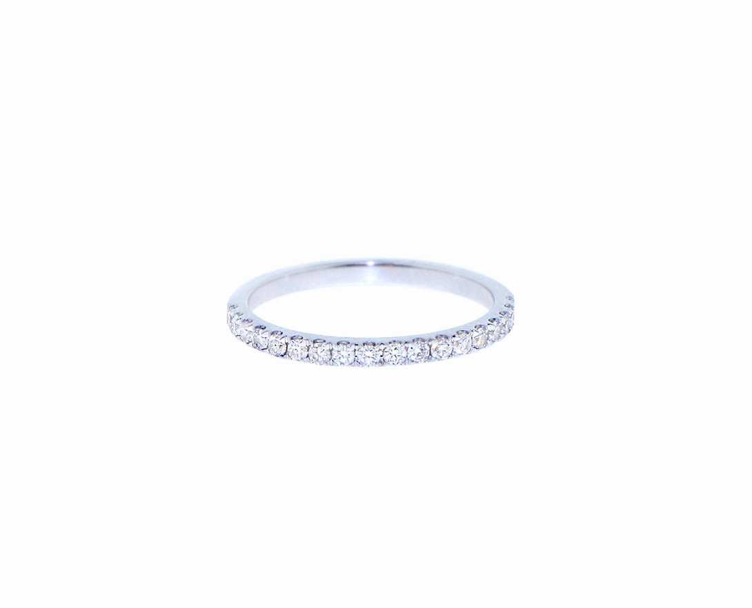 White gold half alliance ring