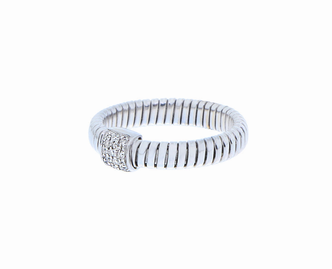 White or rose gold tubo ring with diamonds