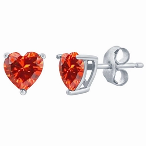 Women's Earrings - SS 6mm Burgundy "January" Heart Preciosa Crystal | D-8417
