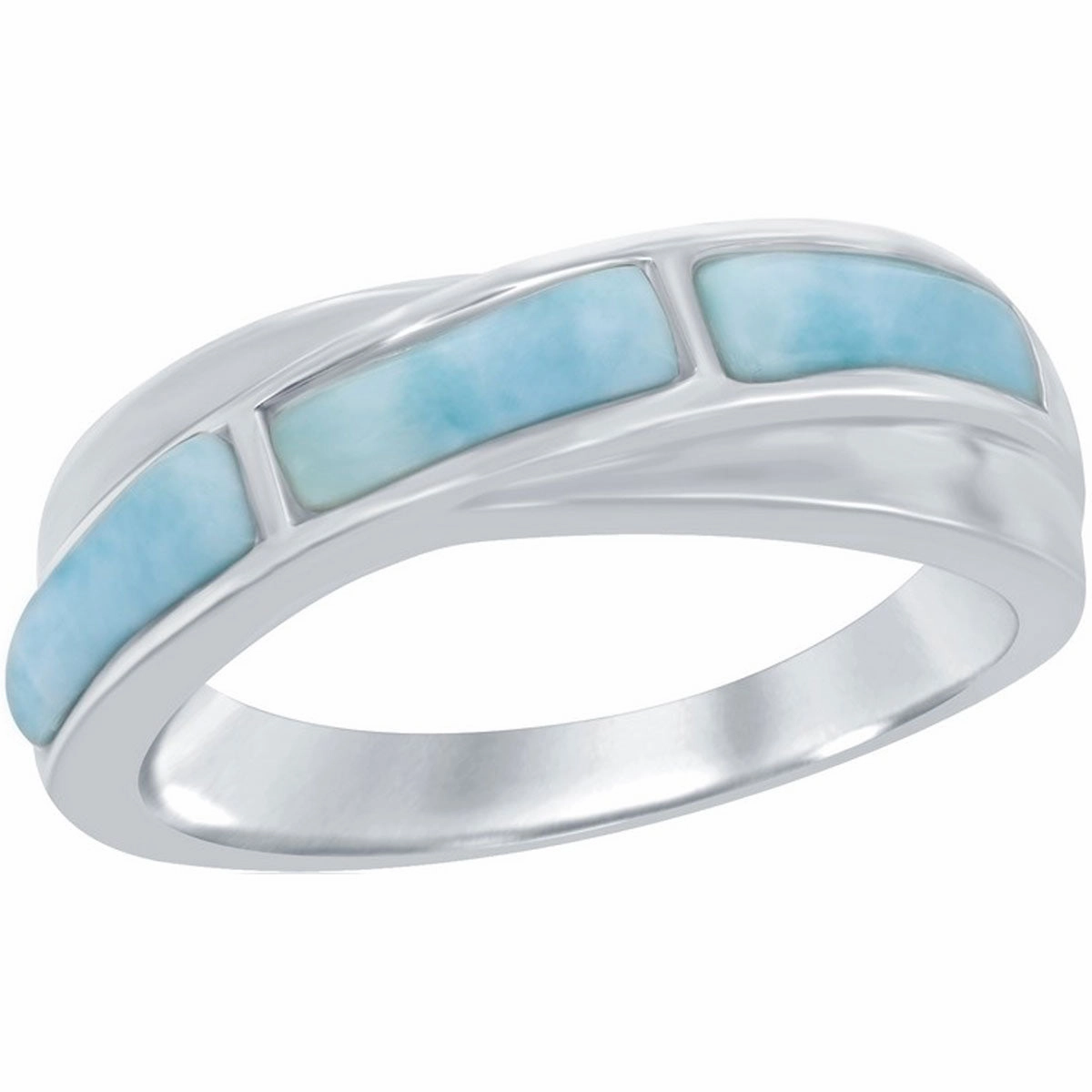 Women's Ring - Sterling Silver Larimar Band, Size 9 | W-2073-9