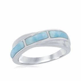 Women's Ring - Sterling Silver Larimar Band, Size 9 | W-2073-9